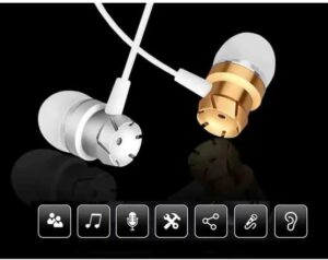 [ 1 Pcs - White XSilver ] Metal Wired Super Bass Earbud 3.5mm Built-in Microphone Hand Free Noise Reduction Gaming Universal Headset Sport Earphone-B0DZJ23HSS
