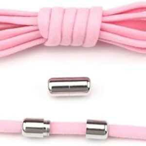 41diCynJmnL._AC_SX575_ 1 Pair Metal Lock No Tie Stretched Lazy Round Shoe Lace Slip-on Shoelaces Elastic Laces Shoestrings (Light Pink)-B0CT37CGV5