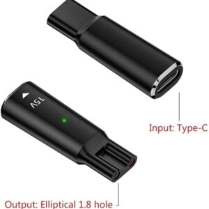 Type C to 2 Pin Powers Plug Connectors Type C Female to 2 Pin Female Adapters Converters for Shaver Charging - Random Color (Oval 15V black)-B0F1DRKSBM