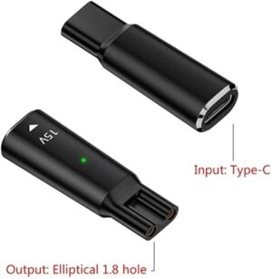 Type C to 2 Pin Powers Plug Connectors Type C Female to 2 Pin Female Adapters Converters for Shaver Charging - Random Color (Oval 15V black)-B0F1DRKSBM