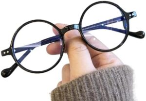 1PC Round Frame Reading Glasses Ultralight Small Frame Presbyopic Eyeglasses Blocking Blue Light Hyperopia Eyewear Unisex 14cm X 4.5cm - Material Alloy+TR90 - Black-B0F1LV3PC7