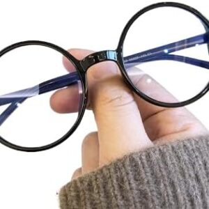 41eSTKkaCJL._AC_ 1PC Round Frame Reading Glasses Ultralight Small Frame Presbyopic Eyeglasses Blocking Blue Light Hyperopia Eyewear Unisex 14cm X 4.5cm - Material Alloy+TR90 - Black-B0F1LV3PC7