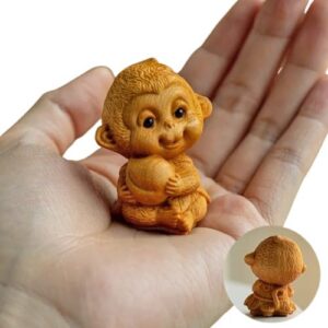 1Pcs Mini Small Wood Carving Zodiac Ornaments Cute Mouse Ox Tiger Rabbit Dragon Snake Animal Decor Office Desktop Decor Kids Gift Home Small Gifts Remain (Monkey)-B0DZV8Q71M
