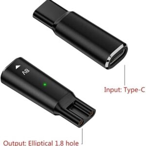Type C to 2 Pin Powers Plug Connectors Type C Female to 2 Pin Female Adapters Converters for Shaver Charging - Random Color (Oval 8V black)-B0F1DTXKZL