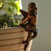 New Angel Girl Hanging Cup Resin Decoration Fairy Combination Flower Basket Edge Decoration Garden Design Fairy Pot Huggers #MySouq.Store-B0DYP5YQ5L