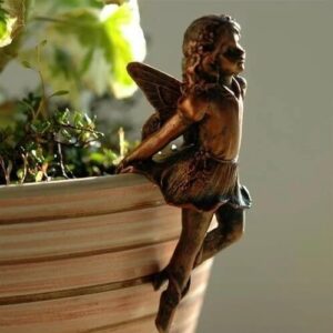 New Angel Girl Hanging Cup Resin Decoration Fairy Combination Flower Basket Edge Decoration Garden Design Fairy Pot Huggers #MySouq.Store-B0DYP5YQ5L