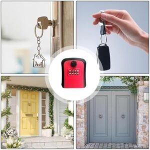 Key Lock Box, 4 Digit Combination Wall Mount Key Storage Lock Box for Outdoor & Indoor 5 Keys Large Capacity for House Spare Keys, Home, School, Office Wall Safe (RED)-B0F1ZQHFSN