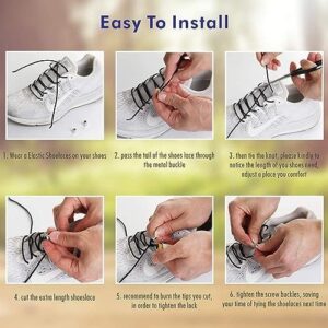 1 Pair Metal Lock NO TIE Shoelaces Stretched Lazy Round Shoe Lace slip-on Shoelaces Elastic Laces Shoestrings-B0CCV65K8Z