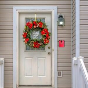 Key Lock Box, 4 Digit Combination Wall Mount Key Storage Lock Box for Outdoor & Indoor 5 Keys Large Capacity for House Spare Keys, Home, School, Office Wall Safe (RED)-B0F1ZQHFSN