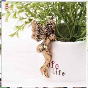 New Angel Girl Hanging Cup Resin Decoration Fairy Combination Flower Basket Edge Decoration Garden Design Fairy Pot Huggers #MySouq.Store (C)-B0DYP62S3N