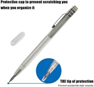 [1 Pcs] - 13cm Tungsten Carbide Tip Scriber Marking Etching Pen Steel Scriber Marker Glass Metal Wood Carving Scribing Marker Tools only one oix without pins-B0F1DQD686