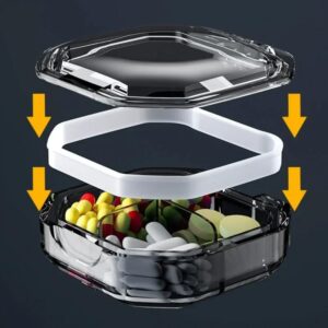 [1Pcs - Random Color ] 4/6 Grids Portable Pill Cases Organizer Container for Tablets Travel Pill Box with Seal Ring Sealed Organizer Container (Green, 6 grids)-B0F1F2G2M3