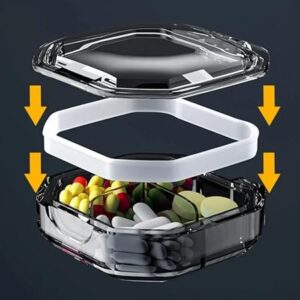 [1Pcs - Random Color ] 4/6 Grids Portable Pill Cases Organizer Container for Tablets Travel Pill Box with Seal Ring Sealed Organizer Container (Blue, 4 grids)-B0F1F1PFQ7