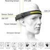 Head Torch,COB 2LED Induction Headlights,USB Rechargeable Headlamp ​with 5 Modes, Bright IPX6 Waterproof Camping Lights for Adults, Lightweight Head Lamp Flashlight for Running, Fishing
