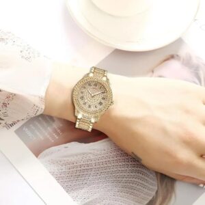 [ 1pcs -Rose Gold] Hot Fashion Women Luxury Diamond Watches Bracelet Ladies Quartz Watch Rose Gold, Silver, Golden as shown Womens Wristwatch Shiny Crystal Reloj Mujer-B0DZ9NLQQ9