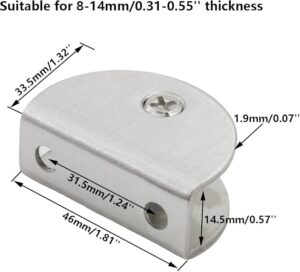 Glass Shelf Bracket, Adjustable Clips, Brushed Finish Flat Surface Stainless Steel, for 8~12mm / 0.31~0.39 Thickness Wooden/Acrylic/Glass Shelf, 2 Pcs (Semicircle) (45mm)-B0DZD5TZG4