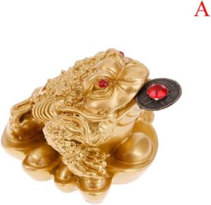 1Pcs Feng Shui Toad Money LUCKY Fortune Wealth Chinese Golden Frog Toad Coin Home Office Decoration Lucky Gifts Tabletop Ornaments (A Style2)-B0DZ4NQCTH