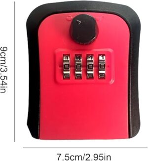 Key Lock Box, 4 Digit Combination Wall Mount Key Storage Lock Box for Outdoor & Indoor 5 Keys Large Capacity for House Spare Keys, Home, School, Office Wall Safe (RED)-B0F1ZQHFSN