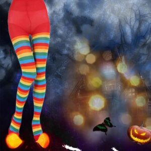 Skin, (One Size Recommended Weight:40kg-75kg) - Christmas Halloween Contrast Color Stripe Pantyhose High Waist (Black and white stripe 2 legs)-B0F18BQBKV