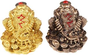 1Pcs Feng Shui Toad Money LUCKY Fortune Wealth Chinese Golden Frog Toad Coin Home Office Decoration Lucky Gifts Tabletop Ornaments (GD Style4)-B0CLH5DKRH