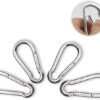 ANSIEDIO M4-M12 Carabiner Clip, Heavy Duty 304 Stainless Steel Spring Buckle Hook, Carabiner Keychain Clips for Outdoor, Camping, Hiking, Fishing (Not for Climbing)-B096XHF16B