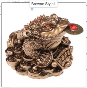 1Pcs Feng Shui Toad Money LUCKY Fortune Wealth Chinese Golden Frog Toad Coin Home Office Decoration Lucky Gifts Tabletop Ornaments (BZ Style1)-B0CLH7HN9V