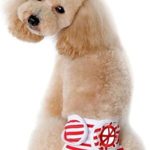 [1 Pcs] Female Dog Shorts Panties Menstruation Underwear Briefs Jumpsuit Pet Physiological Pant Diaper Sanitary Washable Dog Pants (RED, L -Waist 35-45cm, 1, one piece)-B0DVDNVYCC