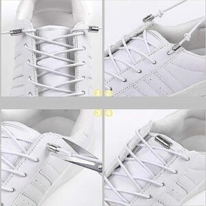 1 Pair Metal Lock NO TIE Shoelaces Stretched Lazy Round Shoe Lace slip-on Shoelaces Elastic Laces Shoestrings-B0CCV65K8Z