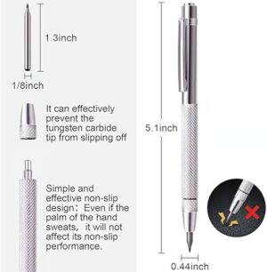 [1 Pcs] - 13cm Tungsten Carbide Tip Scriber Marking Etching Pen Steel Scriber Marker Glass Metal Wood Carving Scribing Marker Tools only one oix without pins-B0F1DQD686