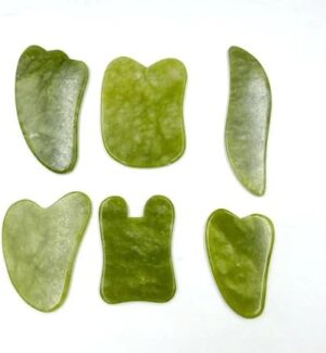 Gua Sha Stone,Jade Stone Massage Tool Guasha Tool for Scraping Facial and SPA Natural Jade Scraping Facial Tool Anti-Aging, Wrinkles, Puffiness (Double)-B0DZTS78P8