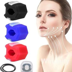 1pcs Fitness Jawline Exercise Stress Ball Face Jaw Exerciser Trainer Muscle Simulator for Cheekbones Trainer Jawliner Jaw Liner (Color MayBe Random) (RED)-B0DZ8Y3LP8