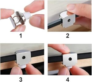 4 Pcs Glass Shelf Brackets-Duckbill Clip Shelf Bracket, Adjustable Zinc Alloy Clip Shelf Clamp for Kitchen Table Shelves-Wall Mount GlassHinge for 5-9mm ShelfGlass with screws-B0DZF94L77