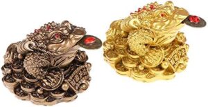 1Pcs Feng Shui Toad Money LUCKY Fortune Wealth Chinese Golden Frog Toad Coin Home Office Decoration Lucky Gifts Tabletop Ornaments (BZ Style1)-B0CLH7HN9V