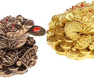 1Pcs Feng Shui Toad Money LUCKY Fortune Wealth Chinese Golden Frog Toad Coin Home Office Decoration Lucky Gifts Tabletop Ornaments (BZ Style1)-B0CLH7HN9V