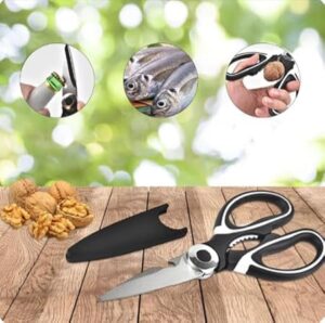 1PCs/Set - Kitchen Scissors Heavy Duty Scissors Utility Stainless Steel Scissor Multipurpose Sharp Scissor-Great for Vegetable, Fish, Bones, Nut, Meat, Turkey, Chicken, Flowers,-B0DSVSDWKR