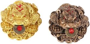 1Pcs Feng Shui Toad Money LUCKY Fortune Wealth Chinese Golden Frog Toad Coin Home Office Decoration Lucky Gifts Tabletop Ornaments (BZ Style1)-B0CLH7HN9V