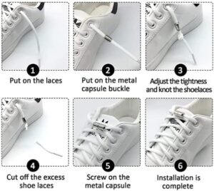 2 Pairs No Tie Elastic Shoelaces, Adjustable Elastic Running Shoe Laces Tieless Laces with Metal Buckles for Kids, Adults-B0B7CMJF7D