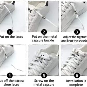 51Y+dqZB6rL._AC_ 2 Pairs No Tie Elastic Shoelaces, Adjustable Elastic Running Shoe Laces Tieless Laces with Metal Buckles for Kids, Adults-B0B7CMJF7D