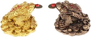 1Pcs Feng Shui Toad Money LUCKY Fortune Wealth Chinese Golden Frog Toad Coin Home Office Decoration Lucky Gifts Tabletop Ornaments (BZ Style1)-B0CLH7HN9V