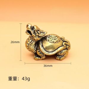 Antique Solid Copper Turtle Figurines Brass Dragon Tortoise Mythical Animal Sculpture Home Office Desktop Ornaments Decoration Size 36 * 26mm - 43G-B0F1DW2Y5C
