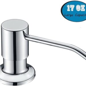 -Sink Soap Dispenser, Kitchen Soap Dispenser, Built in Desk Mount Liquid Lotion Kitchen Countertop Soap Dispenser, Large Capacity 17 OZ Bottle,Chrome-B0BSGQ26W5
