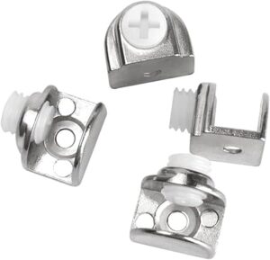 4 Pcs Glass Shelf Brackets-Duckbill Clip Shelf Bracket, Adjustable Zinc Alloy Clip Shelf Clamp for Kitchen Table Shelves-Wall Mount GlassHinge for 5-9mm ShelfGlass with screws-B0DZF94L77