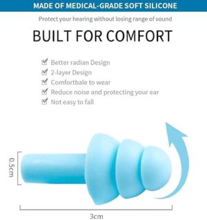 Medical Grade Soft Silicone Ear Plugs for Noise Reduction Sleeping Meditation Study Swimming Travel Earplugs Reusable (Pack of 3 Pairs) Random Color-B0F1H55SL6