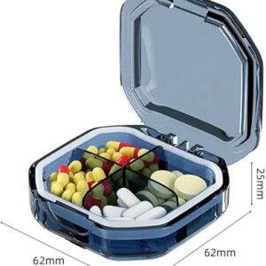 [1Pcs - Random Color ] 4/6 Grids Portable Pill Cases Organizer Container for Tablets Travel Pill Box with Seal Ring Sealed Organizer Container (Gray, 4 grids)-B0F1F2KTVH
