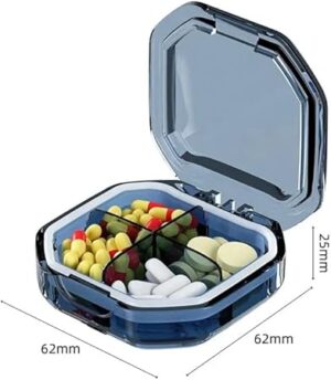 [1Pcs - Random Color ] 4/6 Grids Portable Pill Cases Organizer Container for Tablets Travel Pill Box with Seal Ring Sealed Organizer Container (Blue, 4 grids)-B0F1F1PFQ7