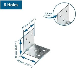 Corner Brackets Wood Connectors - Pack of 10Pcs (2.3 x 2.30 Cm ) Heavy Duty Reinforced Braces, Shaped Angle Connector with Beading, Timber Joining Fixing Connector, Galvanised Steel Metal Sheet-B0CXF3RQXY