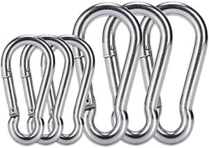 ANSIEDIO M4-M12 Carabiner Clip, Heavy Duty 304 Stainless Steel Spring Buckle Hook, Carabiner Keychain Clips for Outdoor, Camping, Hiking, Fishing (Not for Climbing)-B096XHF16B