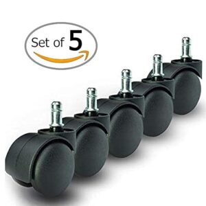 Office Chair Caster Wheel 2 Inch Universal Standard Size Computer Gaming Chair Caster Wheels Replacement Set of 5 (Black)-B0F1M5MQJG