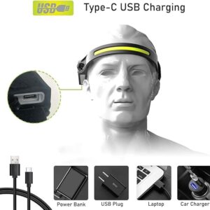 51r1ipuW56L._AC_SX679_ Head Torch,COB 2LED Induction Headlights,USB Rechargeable Headlamp with 5 Modes, Bright IPX6 Waterproof Camping Lights for Adults, Lightweight Head Lamp Flashlight for Running, Fishing