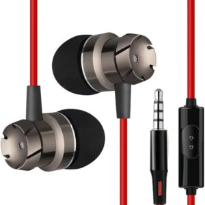 [ 1 Pcs - White XSilver ] Metal Wired Super Bass Earbud 3.5mm Built-in Microphone Hand Free Noise Reduction Gaming Universal Headset Sport Earphone-B0DZJ23HSS